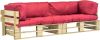 VidaXL 2 delige Loungeset pallet met rode kussens grenenhout online kopen