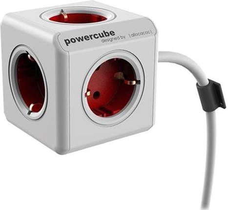 Allocacoc PowerCube Extended stekkerdoos met 5 contacten / rood/wit 1,5 meter online kopen
