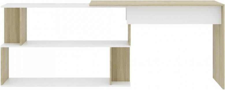 VIDAXL Hoekbureau 200x50x76 cm bewerkt hout wit en sonoma eikenkleurig online kopen