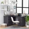 VidaXL Hoekbureau 145x100x76 Cm Spaanplaat Hoogglans Grijs online kopen