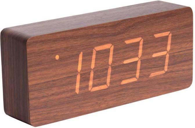 Karlsson Wekkers Alarm clock Tube veneer, white LED Bruin online kopen
